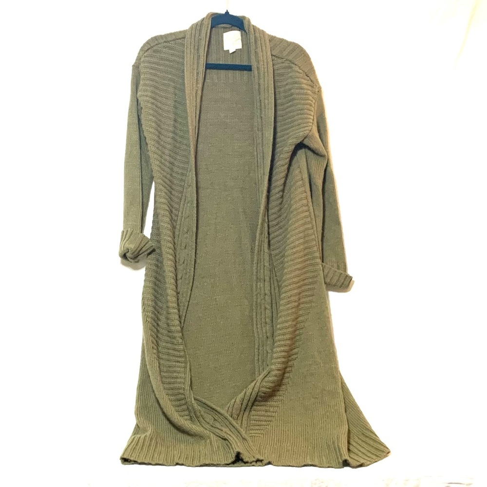 Long green knit sweater